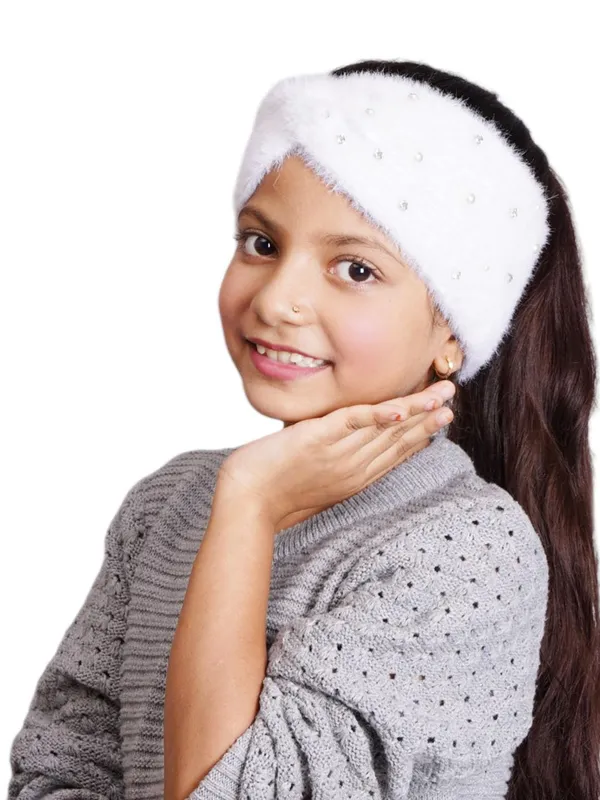 White_Woolen_Earwarmer_For_Women