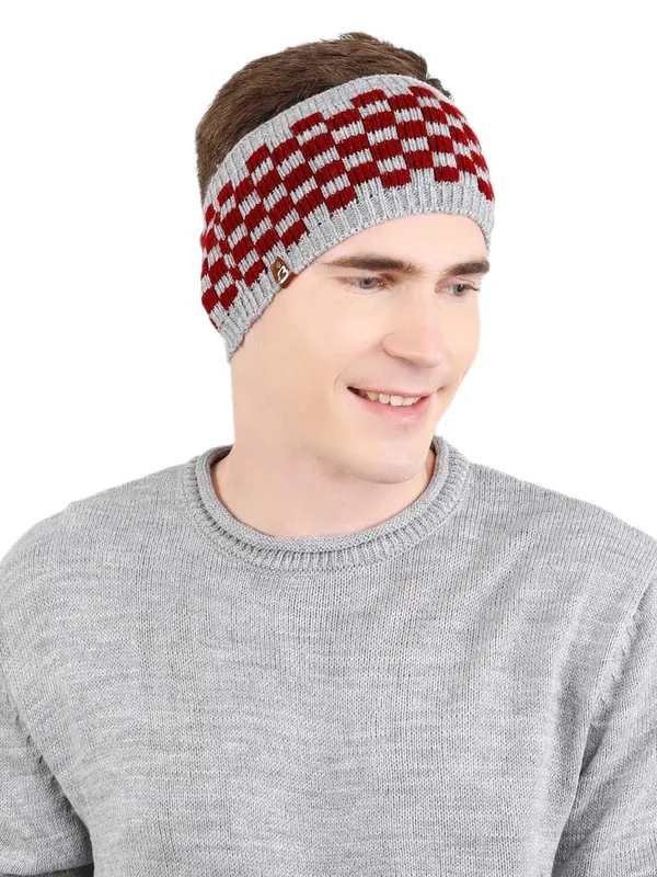 Maroon_&_Grey_Woolen_Earwarmer_For_Men