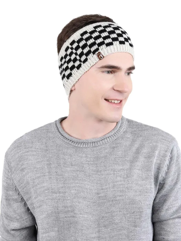 White_&_Black_Woolen_Earwarmer_For_Men