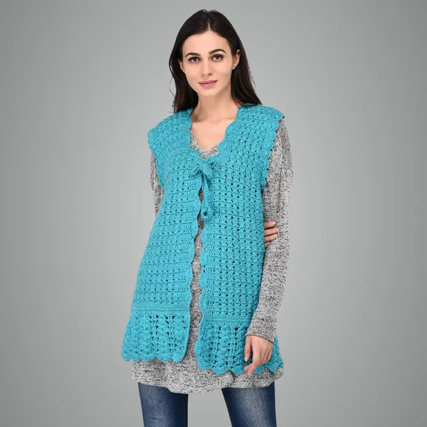 Turquoise_Woolen_Shrug_For_Women