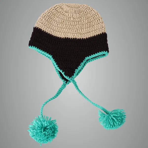 Beige_&_Black_Woolen_Cap_For_Women
