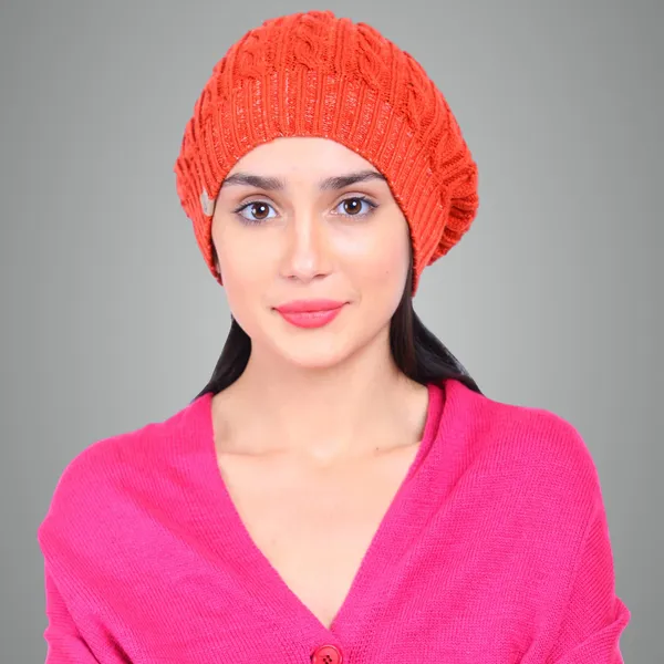 Orange_Woolen_Cap_For_Women