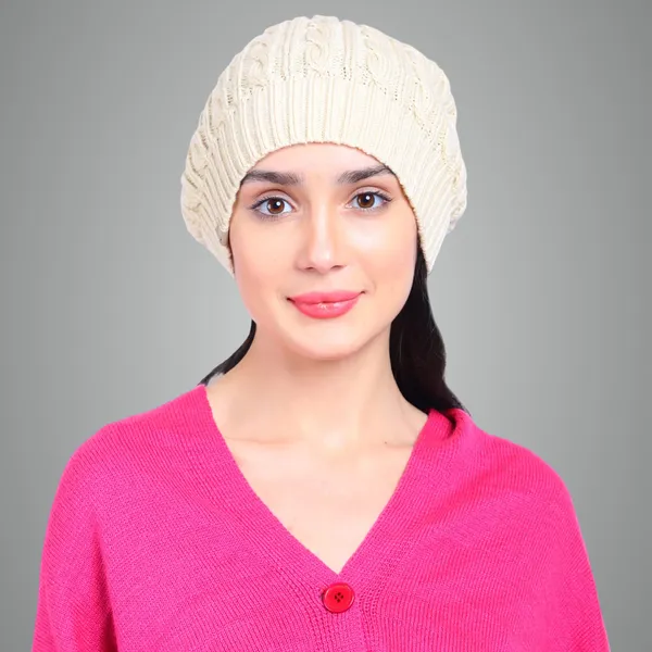 Cream_Woolen_Cap_For_Women