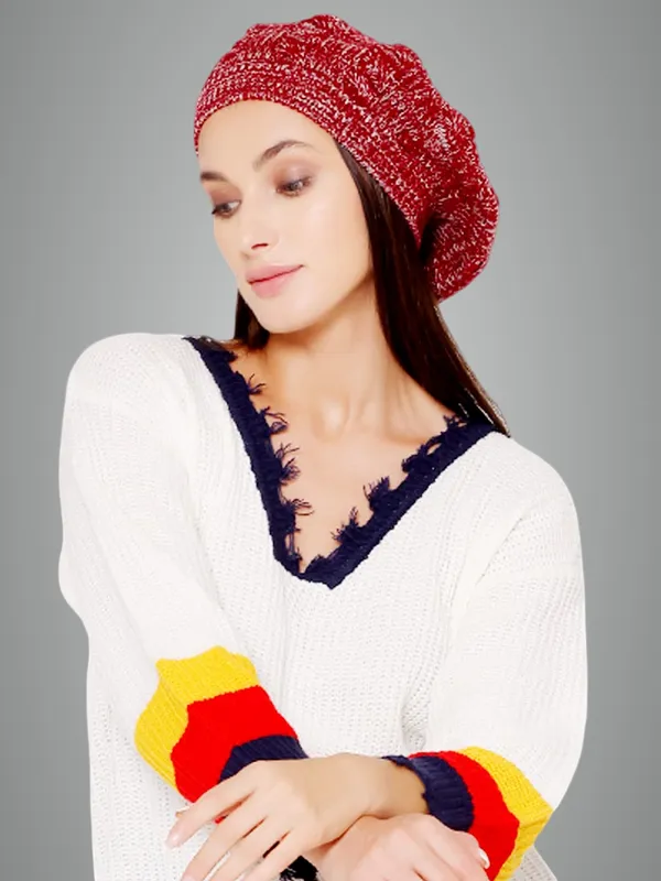 Maroon_Woolen_Cap_For_Women