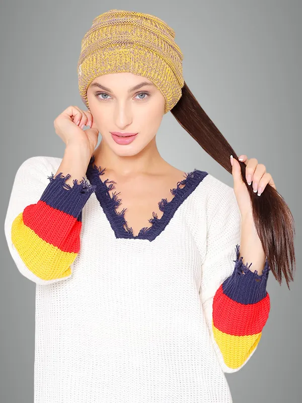 Yellow_Woolen_Cap_For_Women