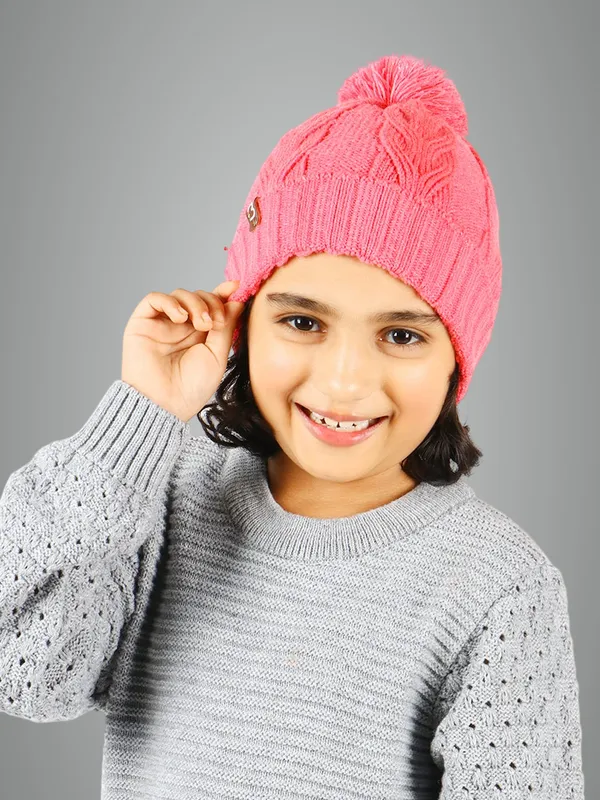 Pink_Woolen_Cap_For_Unisex_Child
