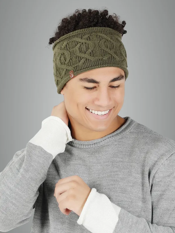Olive_Woolen_Earwarmer_For_Men