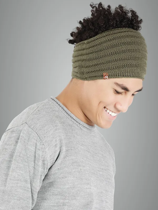 Olive_Woolen_Earwarmer_For_Men