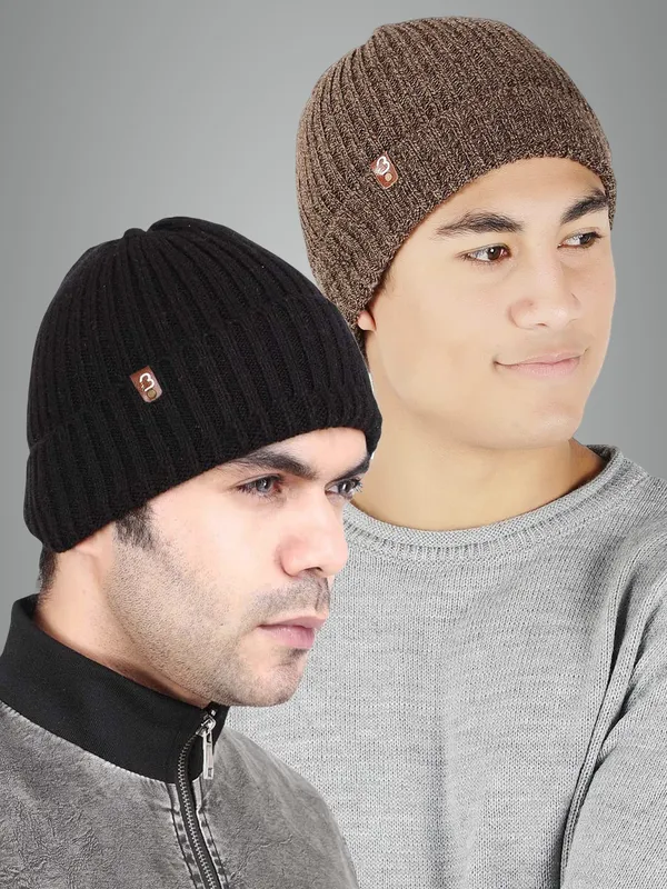 Brown_&_Black_Woolen_Cap_For_Men