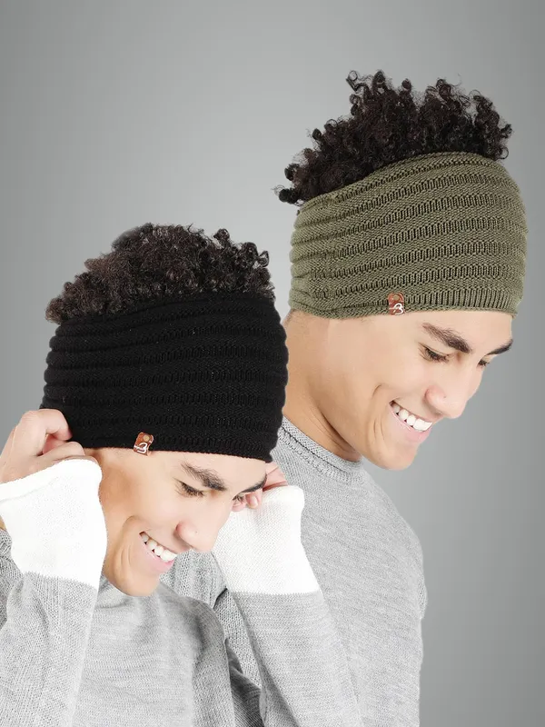 Olive_&_Black_Woolen_Earwarmer_For_Men