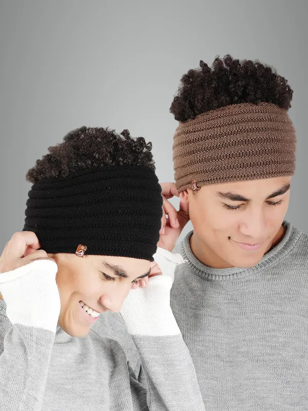 Black_&_Brown_Woolen_Earwarmer_For_Unisex_(Pack_Of_2)