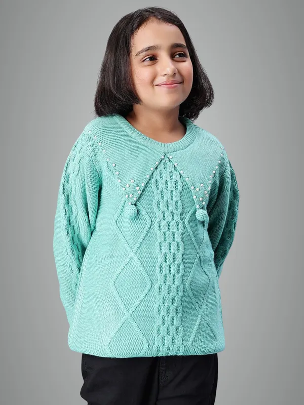 Teal_Woolen_Pullover_For_Girls