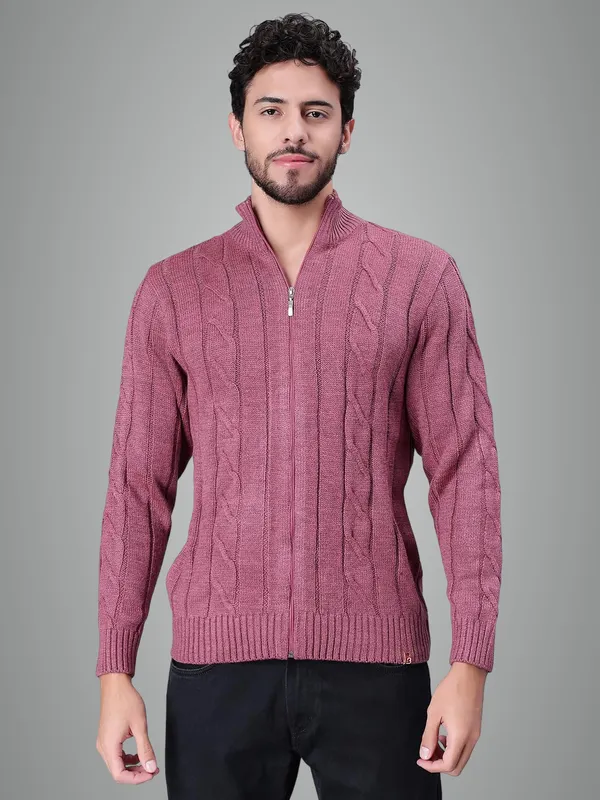 Pink_Woolen_Cardigan_For_Men