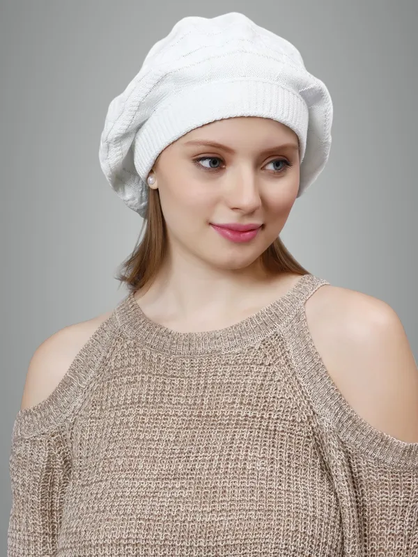 White_Woolen_Cap_For_Women