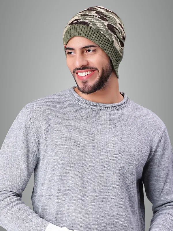 Army_Olive_Woolen_Cap_For_Unisex
