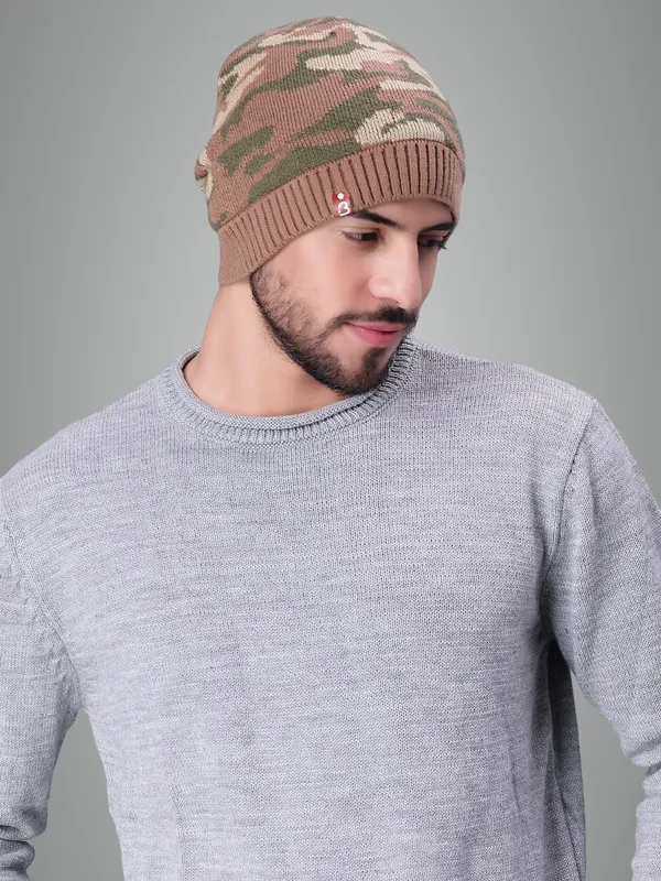 Army_&_Brown_Woolen_Cap_For_Unisex