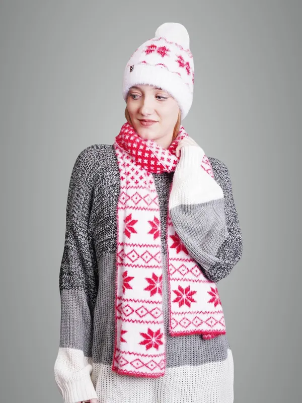 White_&_Pink_Woolen_Cap_For_Women