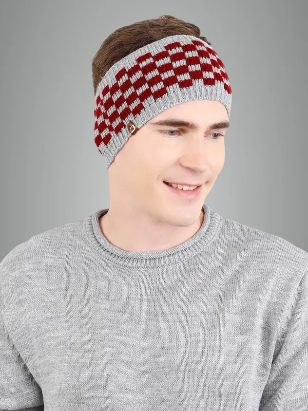 Maroon_&_Grey_Woolen_Earwarmer_For_Men
