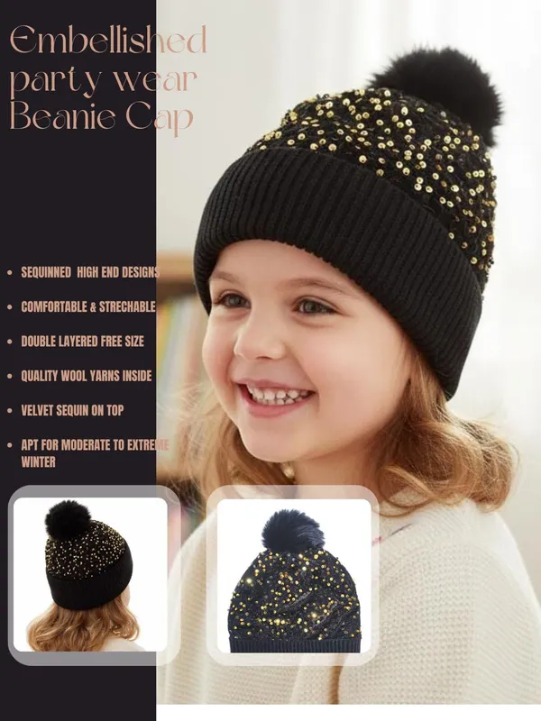 Girls_Sequin_Knitted_Beanie_Cap_with_Faux_Fur_Pom-Pom_Shiny_Bling_Skull_Cap_Sequin_Sparkling_Fashion_Glitter_Elegant_Breathable_Beanie_Hat_for_Party_Occasion_Gift_for_Girls._Black
