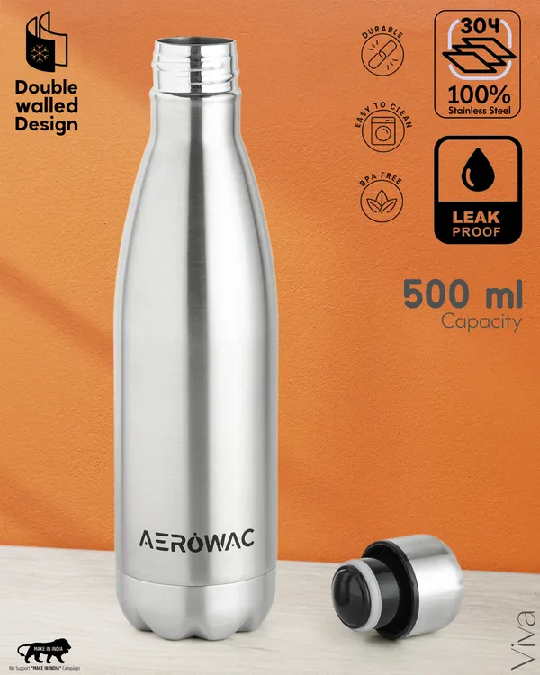 Viva_Double_Wall_Vacuum_Insulated_Stainless_Steel_Water_Bottle_|_Hot_&_Cold_|_Stylish_Premium_Design_|_500ml,_Silver