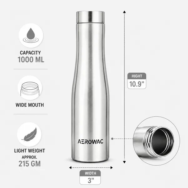 Vana_Single_Wall_Stainless_Steel_Bottle_|_Lightweight_&_Durable_|_BPA-Free_|_1000ml,_Silver