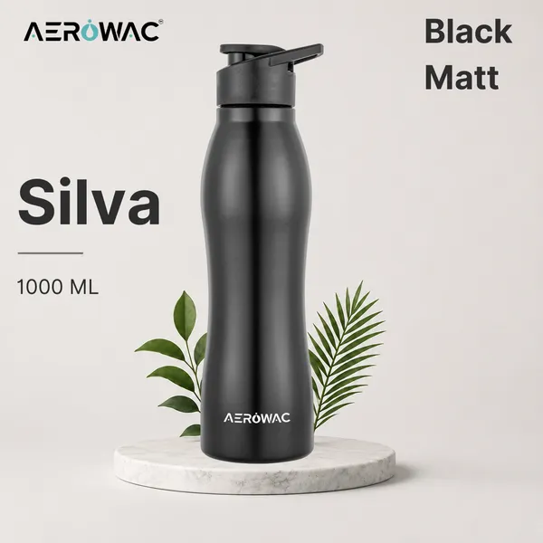Aerowac_Silva_202_Stainless_Steel_Water_Bottle_1000_ml_|_BPA_Free_Leak_Proof_Sipper_Bottles_|_Matte_Finish_Metal_Water_Bottle_with_Sports_Cap_|_Reusable_Bottles_for_Gym_Office_Travel_(Black)