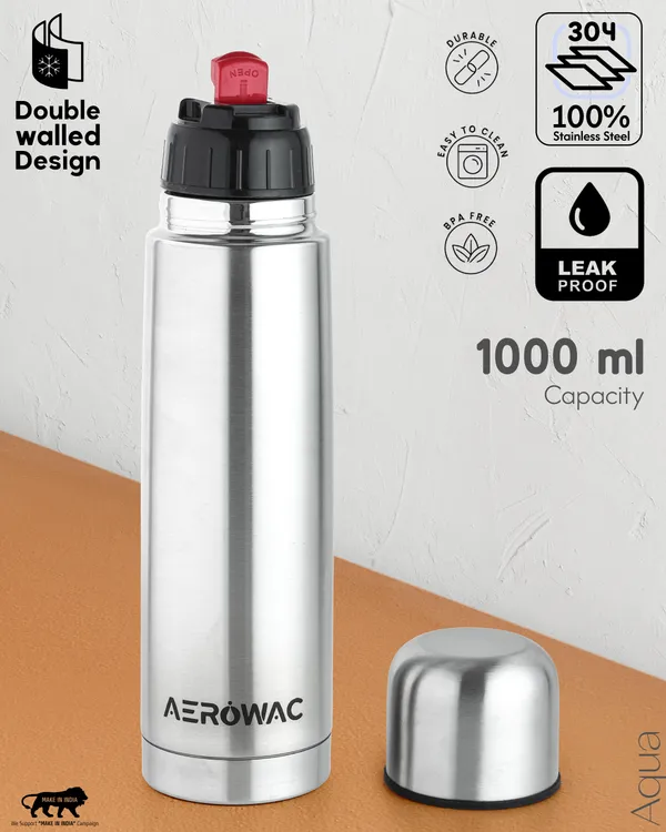 Aqua_Double_Wall_Vacuum_Insulated_Stainless_Steel_Bottle_|_Hot_&_Cold_24_Hours_|_Leak-Proof_|_BPA-Free_1000Ml,_Silver