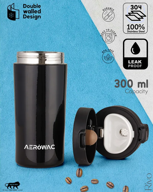 Rivo_Vacuum_Insulated_Coffee_Mug_Bottle_with_Strainer_|_Hot_&_Cold_|_Leak-Proof_Travel_Mug_|_300ml_|_Stainless_Steel_|_Tea_&_Coffee_Flask,_Black