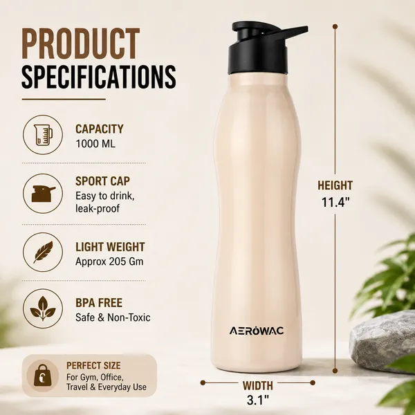 Silva_Single_Wall_Stainless_Steel_Bottle_|_Lightweight_&_Durable_|_BPA-Free_|_1000ml,_Beige