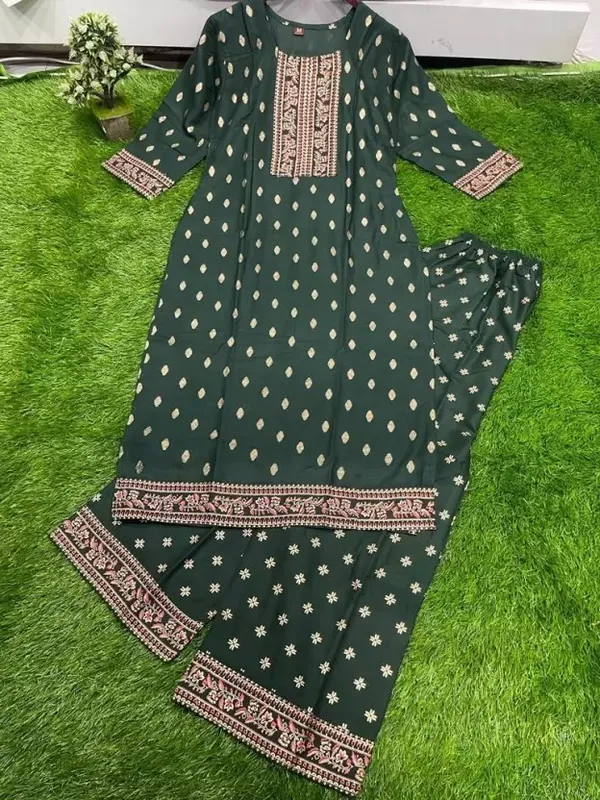 Green_Cotton_Regular_Kurta_Pant_Set_For_Women