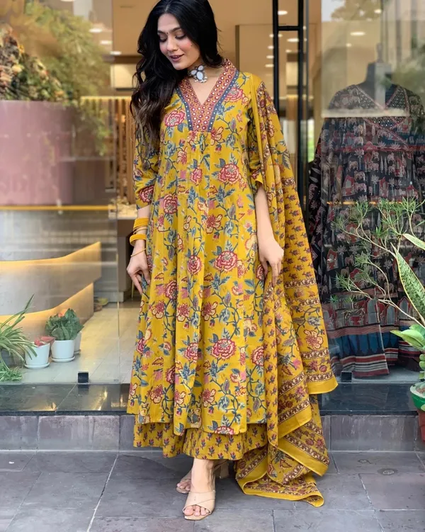 Yellow_Rayon_Regular_Kurta_Pant_Dupatta_Set_For_Women
