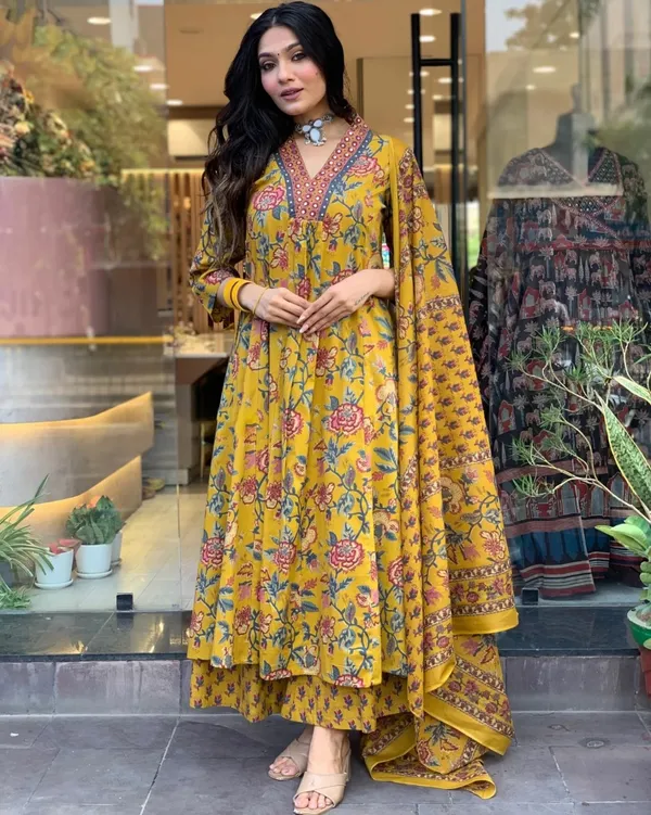 Yellow_Rayon_Regular_Kurta_Pant_Dupatta_Set_For_Women