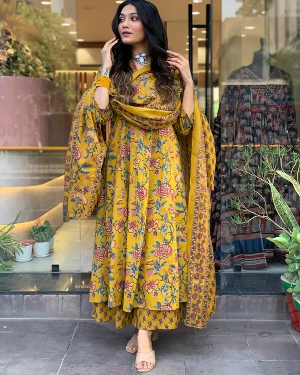 Yellow_Rayon_Regular_Kurta_Pant_Dupatta_Set_For_Women