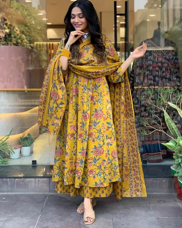 Yellow_Rayon_Regular_Kurta_Pant_Dupatta_Set_For_Women