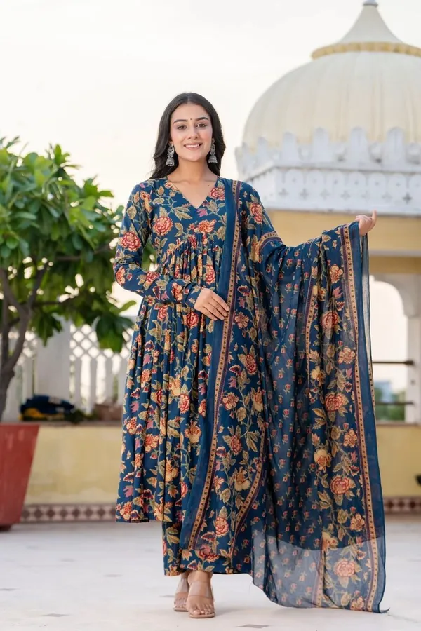 Blue_Rayon_Printed_Regular_Kurta_Palazzo_&_Dupatta_Set_For_Women