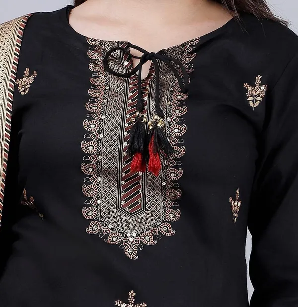 Black_Rayon_Solid_Regular_Kurta_Sharara_&_Dupatta_Set_For_Women