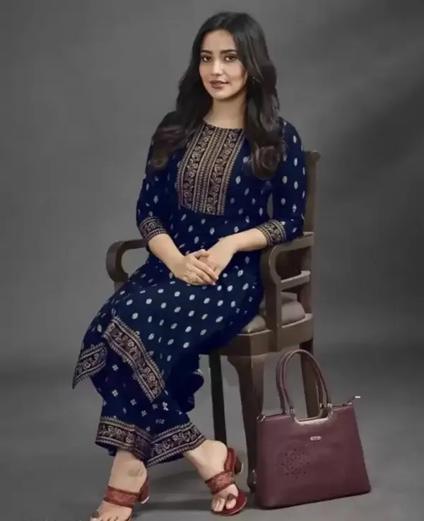 Blue_Cotton_Regular_Kurta_Pant_Set_For_Women