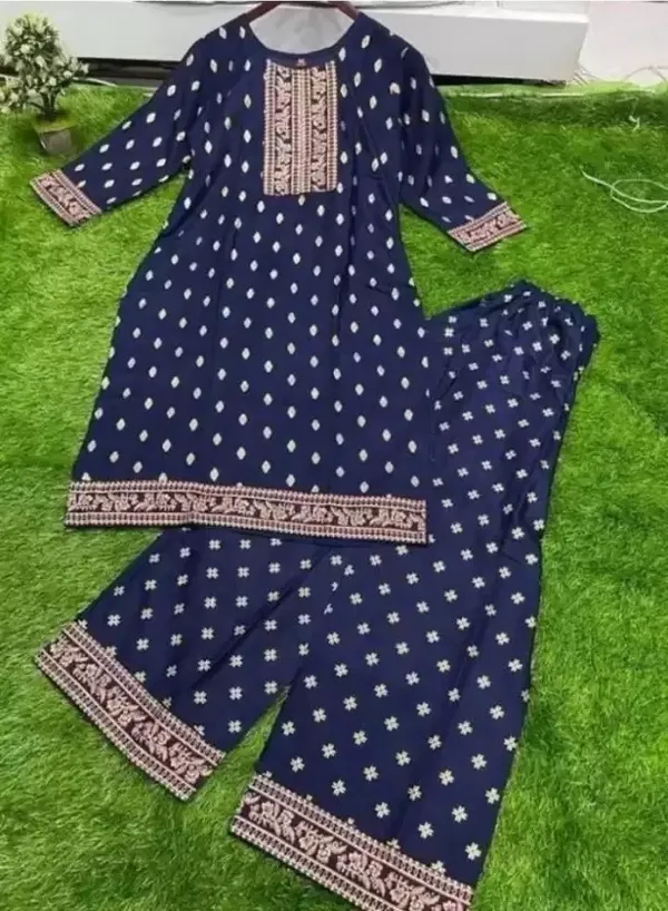 Blue_Cotton_Regular_Kurta_Pant_Set_For_Women