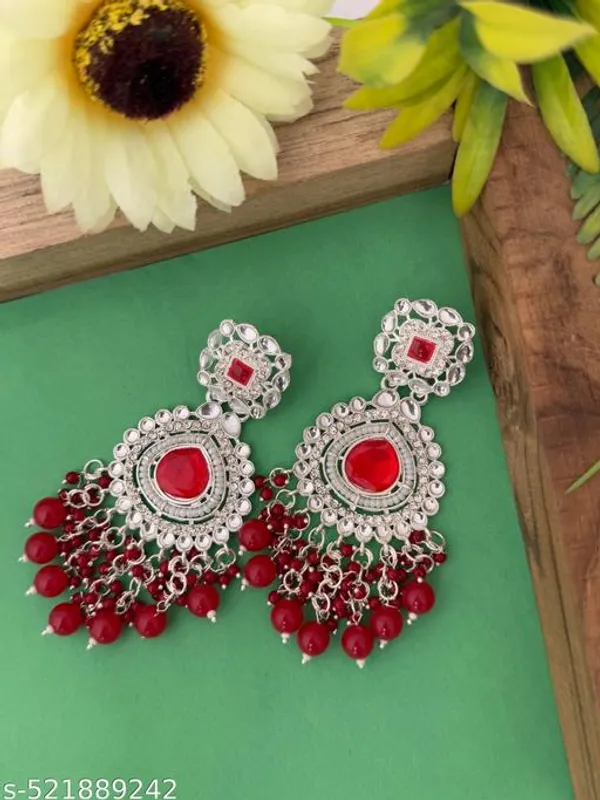 Red_Elegant_Deisgn_Alloy_Earrings_For_Women