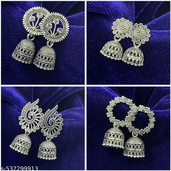 Pack_of_4_Black_Elegant_Design_Alloy_Earrings_For_Women