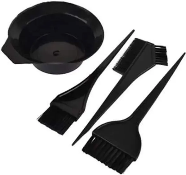 PUKA_Hair_Dye_Brush_And_Bowl_4_pc_For_Women_And_Men,_Dye_Brush_For_Hair_Colouring,_Salon_And_Parlour_Use_Hair_Dying_Brush_With_Bowl_(Black_Color)