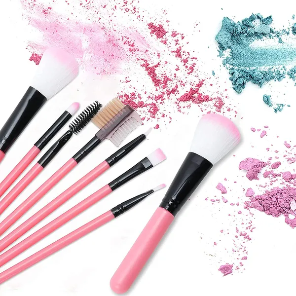 SUNISA_Pink_Soft_Synthetic_Bristle_Light_Weight_Multipurpose_Makeup_Brushes_Set_of_12_with_Case_-_(Pack_of_13)