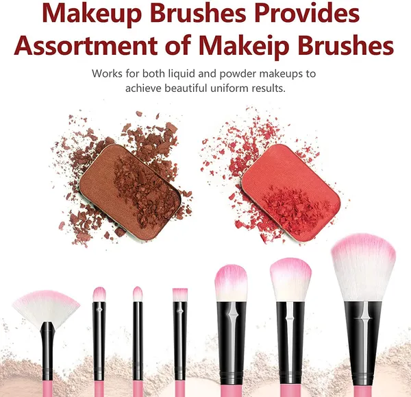 SUNISA_Pink_Soft_Synthetic_Bristle_Light_Weight_Multipurpose_Makeup_Brushes_Set_of_12_with_Case_-_(Pack_of_13)