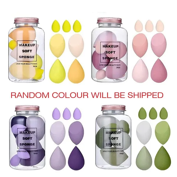 SUNISA_Soft_Sponge_with_Makeup_Brush_For_Liquid_Foundation,_Creams,_and_Powders,_Latex_Free_Wet_and_Dry_Makeup_(1_Brush+_4_Big_+_3_Mini-7_Pcs_set)_With_Plastic_Jar_(Sponge_Jar_with_Mackup_Brush)