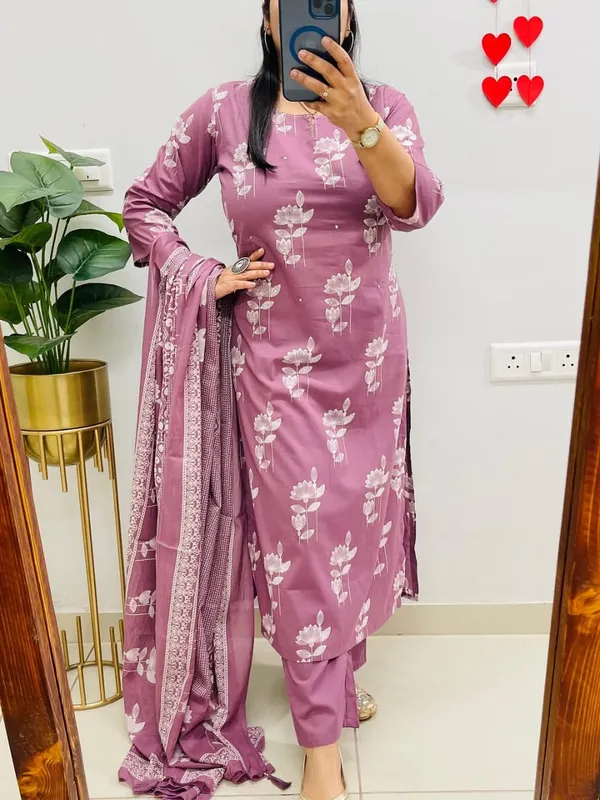 Dusty_Pink_Discharge_Print_Cotton_Kurta_Set