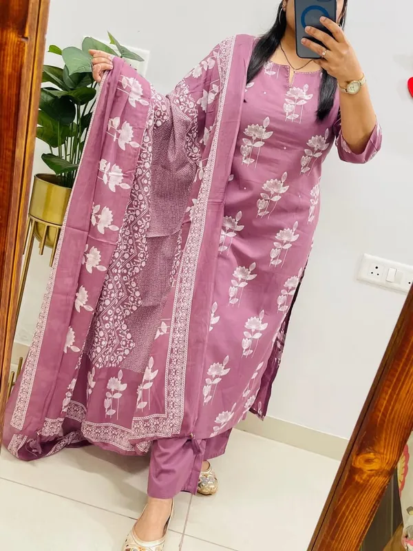 Dusty_Pink_Discharge_Print_Cotton_Kurta_Set
