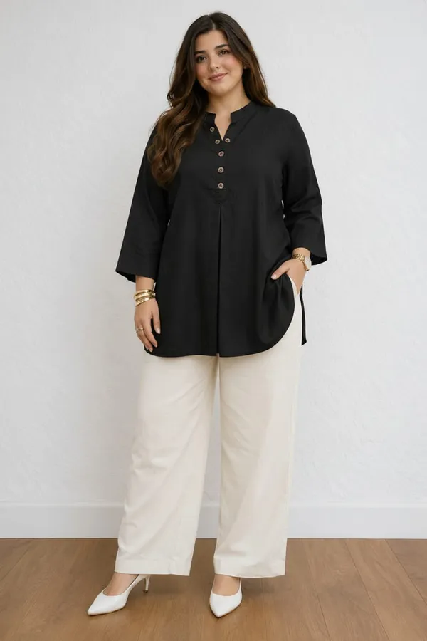 Black_Cotton_Kurti_&_Pant_Set