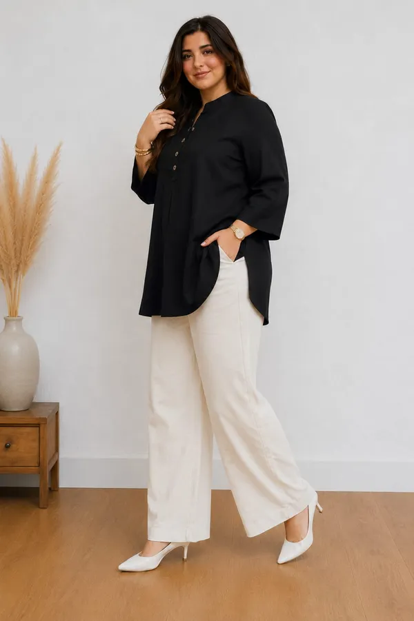 Black_Cotton_Kurti_&_Pant_Set