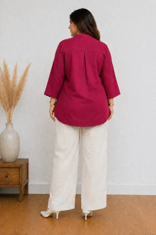 Rani_Pink_Cotton_Kurti_&_Pant_Set