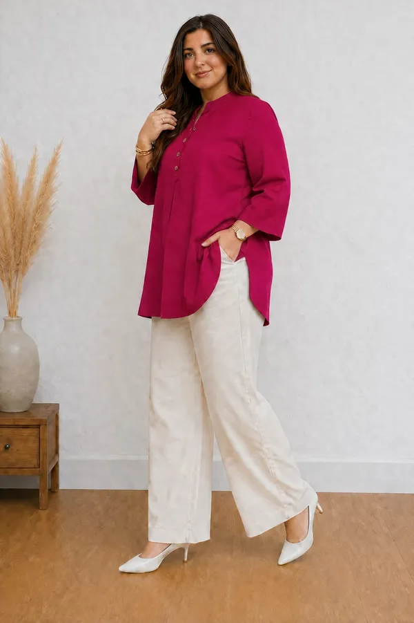Rani_Pink_Cotton_Kurti_&_Pant_Set